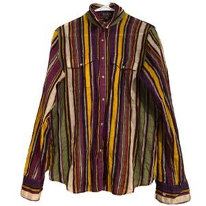 Vintage LAUREN RALPH LAUREN WOMEN’s MULTI BUTTON DOWN STRIPE SHIRT Size-L